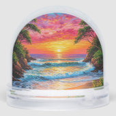 Levendige zonsondergang boven de oceaan sneeuwbol (Achterkant)
