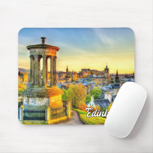 Levendige zonsondergang boven Edinburgh, Schotland Muismat (Met muis)