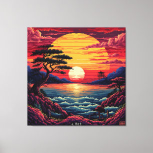 Levendige Zonsondergang Boven Oceaan Landschap Canvas Afdruk