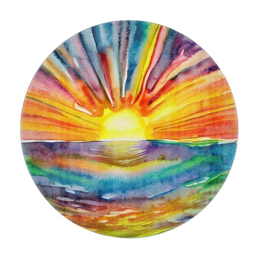 Levendige zonsondergang boven waterreflectie  snijplank (Voorkant)