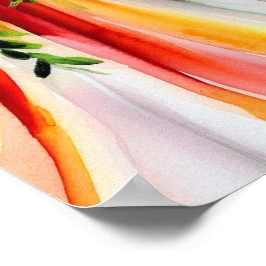 Levendige zonsondergang, Bruids Cascading Bouquet  Poster (Hoek)