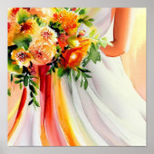 Levendige zonsondergang, Bruids Cascading Bouquet  Poster (Voorkant)
