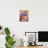 Levendige Zonsondergang Flamingo Poster (Thuiskantoor)