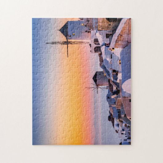 Levendige zonsondergang in Oia, Santorini Legpuzzel (Verticaal)