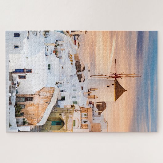 Levendige zonsondergang in Santorini Griekenland Legpuzzel (Horizontaal)