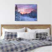 Levendige zonsondergang kleurt de lucht boven wint canvas afdruk (Insitu (Slaapkamer))