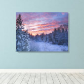 Levendige zonsondergang kleurt de lucht boven wint canvas afdruk (Insitu (Houten vloer))
