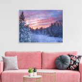 Levendige zonsondergang kleurt de lucht boven wint canvas afdruk (Insitu (Woonkamer))
