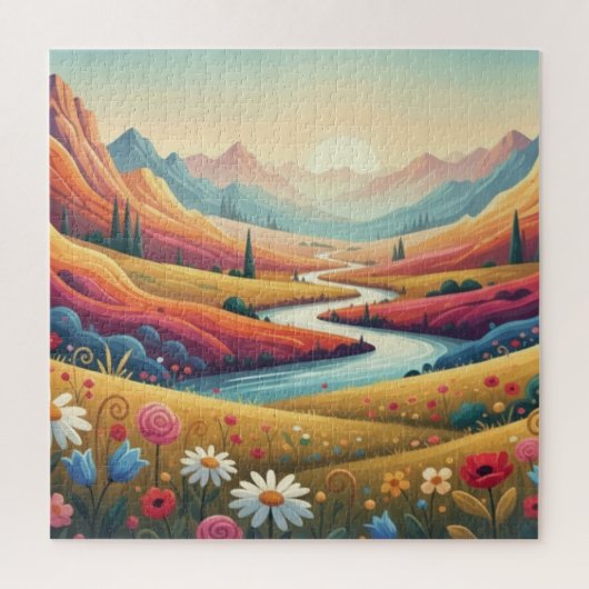 Levendige Zonsondergang Moderne Berglandschap & Bl Legpuzzel (Verticaal)