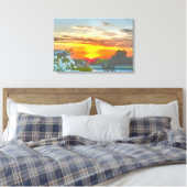 Levendige Zonsondergang Op Het Dak 2295 Canvas Afdruk (Insitu (Slaapkamer))