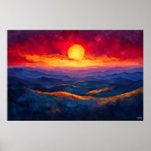 Levendige zonsondergang over bergketen - Abstracte Poster (Voorkant)