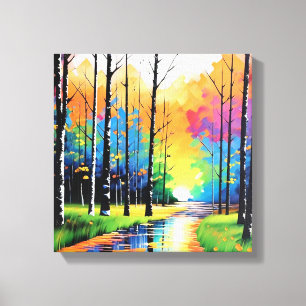 Levendige zonsondergang over de Riverbend Canvas Afdruk