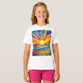 Levendige zonsondergang over de waterreflectie t-shirt (Voorkant volledig)