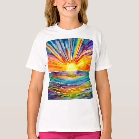 Levendige zonsondergang over de waterreflectie t-shirt (Voorkant)