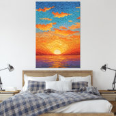 Levendige Zonsondergang Reflecties Over Water Abst Canvas Afdruk (Insitu (Slaapkamer))