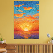 Levendige Zonsondergang Reflecties Over Water Abst Canvas Afdruk (Insitu (Woonkamer))