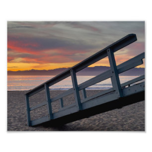 Levendige zonsondergangskleur - Marina Del Rey, CA Foto Afdruk