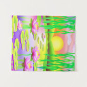 Levendige zonsondergangvijver met waterlelies wandkleed (Voorkant (horizontaal))