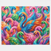 Levendige Zwanendroomlandschap – Psychedelische Bo Fleece Deken (Voorkant (Horizontaal))