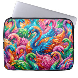 Levendige Zwanendroomlandschap – Psychedelische Bo Laptop Sleeve