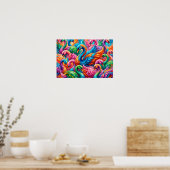 Levendige Zwanendroomlandschap – Psychedelische Bo Poster (Keuken)