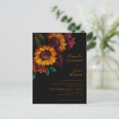 Levendige zwart verbrande Sinaasappel Floral Moder Uitnodiging Briefkaart (Staand voorkant)