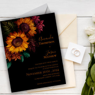 Levendige zwart verbrande Sinaasappel Floral Moder Uitnodiging Briefkaart