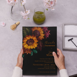 Levendige zwart verbrande Sinaasappel Floral Moder Uitnodiging Briefkaart