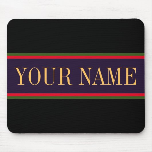 Levendige zwarte Paarse strepen, helder rood Muismat (Voorkant)