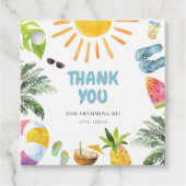 Levendige zwembadparty bedankjes labels (Voorkant)