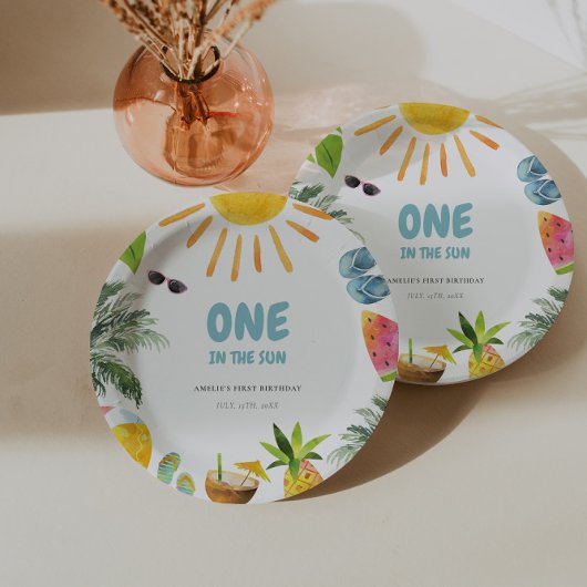 Levendige zwembadparty papieren bordje