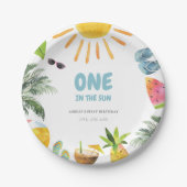 Levendige zwembadparty papieren bordje (Voorkant)