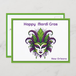 💜💛Levendigheid van Mardi Gras Briefkaart
