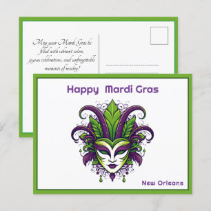 💜💛Levendigheid van Mardi Gras Briefkaart