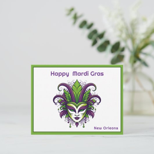 💜💛Levendigheid van Mardi Gras Briefkaart (Staand voorkant)