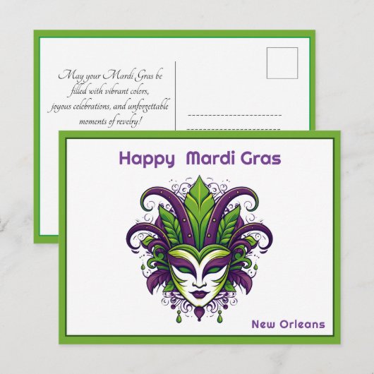 💜💛Levendigheid van Mardi Gras Briefkaart (Voorkant / Achterkant)