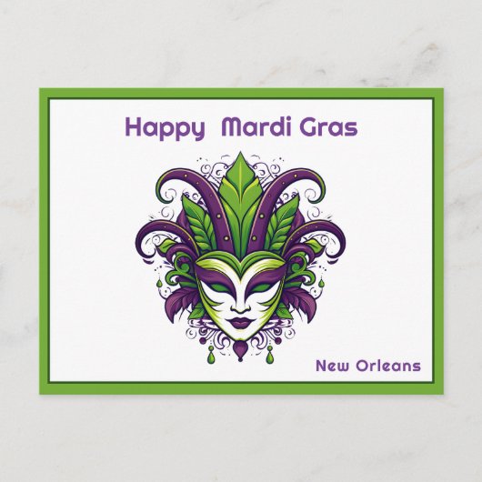 💜💛Levendigheid van Mardi Gras Briefkaart (Voorkant)