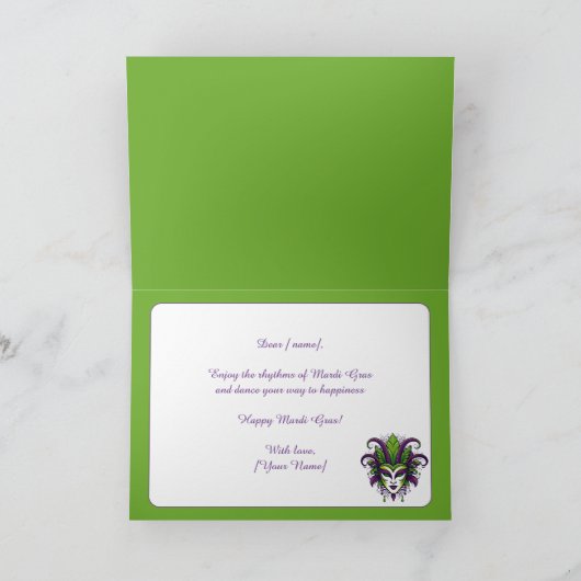 💜💛Levendigheid van Mardi Gras Kaart (Binnen)