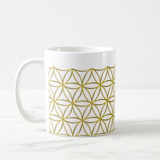 Levenflank / Blume des lebens - Border gold Koffiemok (Links)