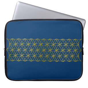 Levenflank / Blume des lebens - Border gold Laptop Sleeve