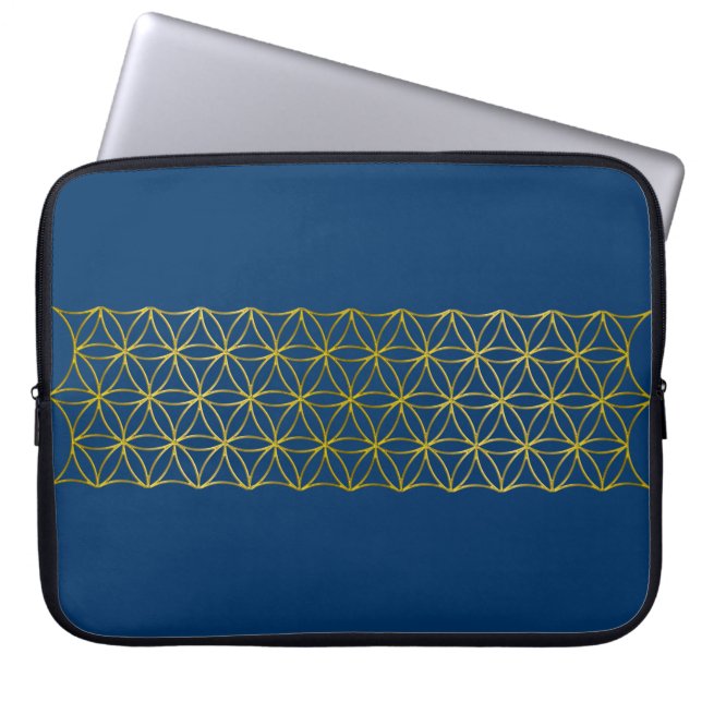 Levenflank / Blume des lebens - Border gold Laptop Sleeve (Voorkant)