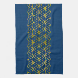 Levenflank / Blume des lebens - Border gold Theedoek