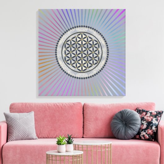 Levenflank / Blume des lebens - Button IX Canvas Afdruk (Insitu (Woonkamer))