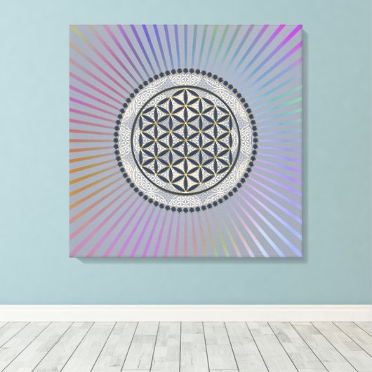 Levenflank / Blume des lebens - Button IX Canvas Afdruk (Insitu (Houten vloer))