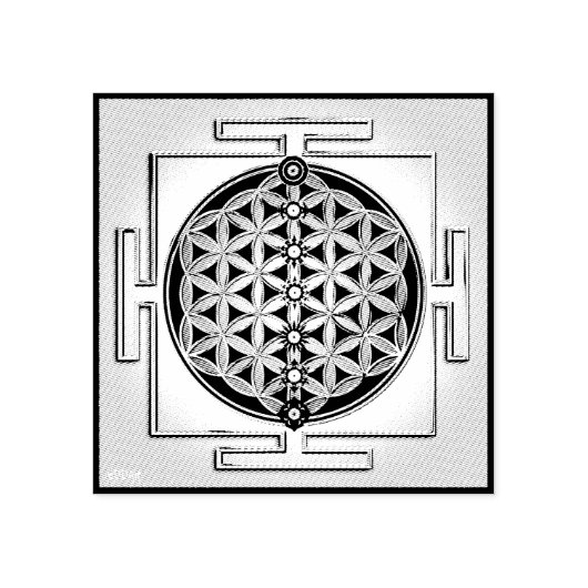Levenflank / Blume des lebens - Chakra Yantra Rubberstempel (Afrduk)
