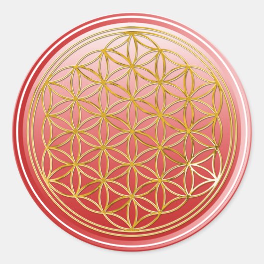 Levenflank / Blume des lebens - GOLD red Ronde Sticker (Voorkant)