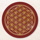 Levenflank / Blume des lebens - GOLD Ronde Kartonnen Onderzetter (Voorkant)