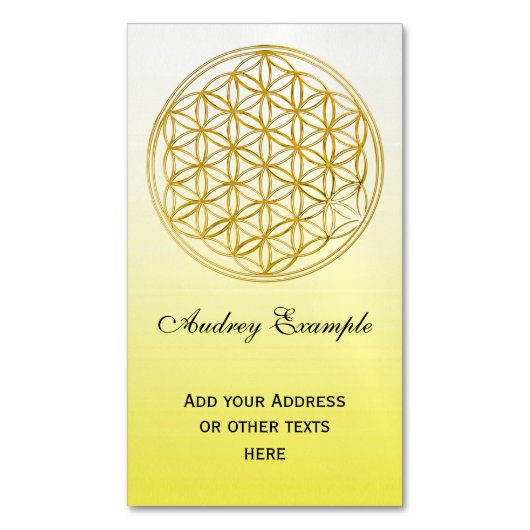 Levenflank / Blume des lebens - goud Visitekaartje Magneet (Voorkant Verticaal)