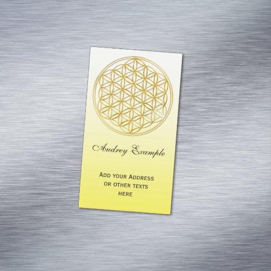 Levenflank / Blume des lebens - goud Visitekaartje Magneet (Voorbeeld)