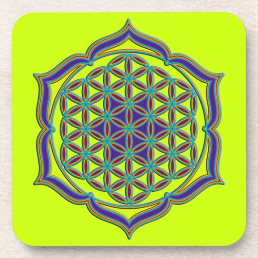 Levenflank / Blume des lebens - Lotus Contour Bier Onderzetter (Voorkant)